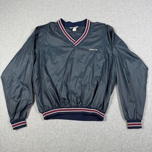 Vintage 80s Swingster Vantage Cup Windbreaker Navy Blue V-Neck Pullover XL USA